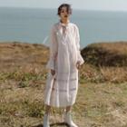 Long-sleeve Frill Neck A-line Dress