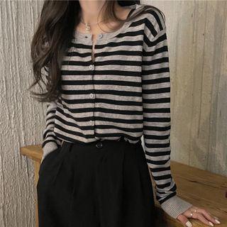 Striped Cardigan / Long-sleeve Knit Top