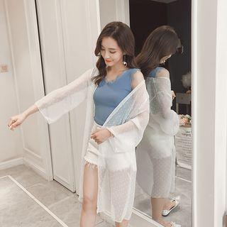 Open-front Long Chiffon Jacket