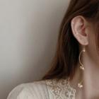 Faux Pearl Swirl Asymmetrical Sterling Silver Dangle Earring 1 Pair - Gold - One Size