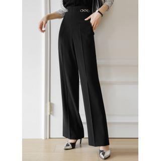 Horsebit Wide-leg Dress Pants