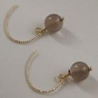 Agate Bead 14k Gold Dangle Earring 1 Pair - 1613 - Gray Agate Bead - Gold - One Size