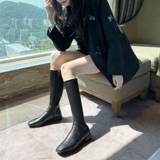 Plain Low-heel Tall Boots