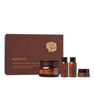 Innisfree - Cauliflower Mushroom Vital Cream Special Set: Cream 60ml + Skin 31ml + Lotion 31ml + Lip & Eye Cream 10ml 4pcs