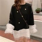Star Sequin Mesh Panel Pullover As Shown In Figure - One Size