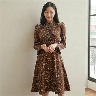 Frill-trim Polka-dot A-line Dress