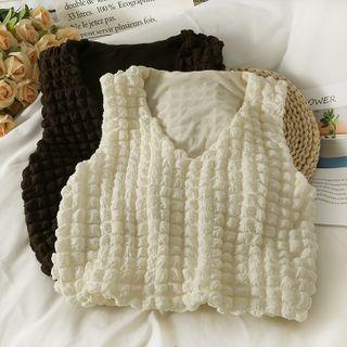 Embossed Slim-fit Crop Vest