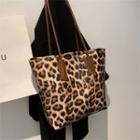 Leopard Faux Leather Tote Bag