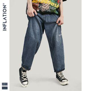 Unisex Lettering Boyfriend Jeans
