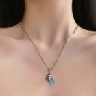 Alloy Biscuit Pendant Necklace 0653a - Silver - One Size