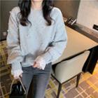 Embellished Sweatshirt Light Gray - One Size