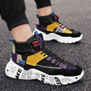 Color Block Platform High Top Sneakers