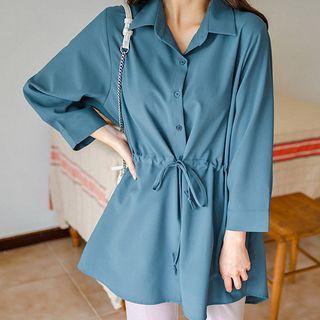 Drawcord-waist Plain Shirt