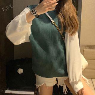 Knit Paneled Sweatshirt