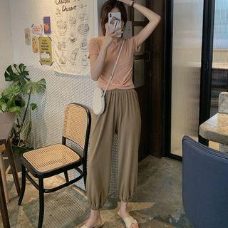 Short-sleeve Twisted T-shirt / Harem Pants