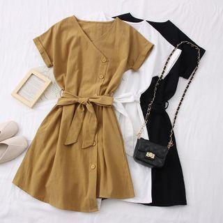Asymmetric Wrapped Mini Dress With Sash