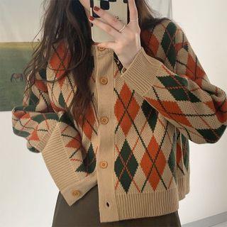 Argyle Color Block Cardigan