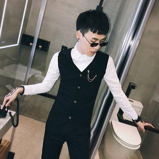 Mock Two-piece Contrast Sleeve Shirt