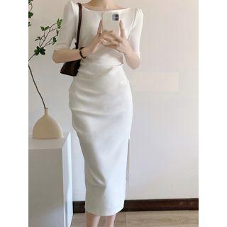 Scoop-neck Midi Sheath Dress (various Designs)