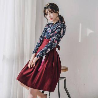 Midi Hanbok Skirt Wine Red - One Size