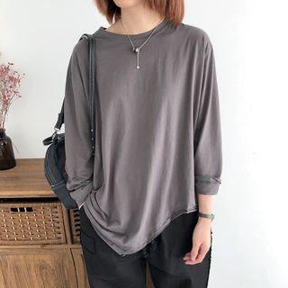 Plain Irregular Hem T-shirt