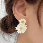 Flower Ear Stud 1 Pair - 925 Silver Needle - One Size