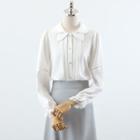 Puff-sleeve Pintuck Blouse / Midi A-line Skirt
