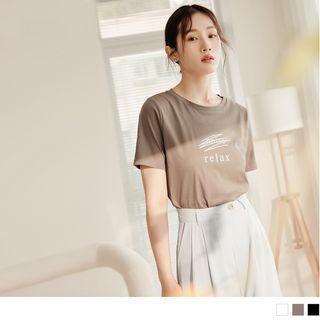 Short Sleeve Letter Print Cotton T-shirt