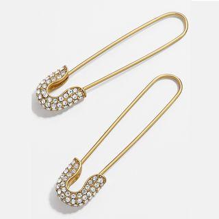 Rhinestone Safety Pin Dangle Earring 1 Pair - As Shown In Figure - One Size