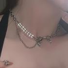 Bow Chain Necklace Silver - One Size