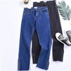 Side Slit Straight-cut Jeans