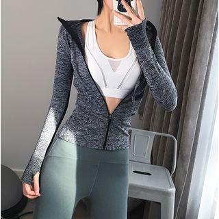 Melange Hooded Sports Zip Jacket