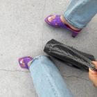 Transparent-cross Block-heel Sandals