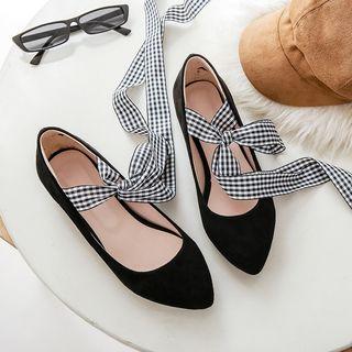 Faux Suede Tie Knot Flats