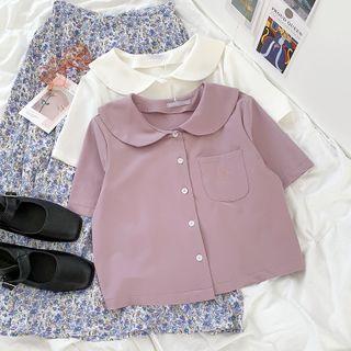 Short-sleeve Embroidered Pocket Shirt