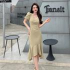Short-sleeve Irregular Midi Mermaid Dress