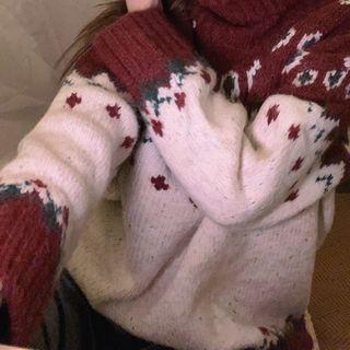 Christmas Turtleneck Sweater Sweater - Red & White - One Size