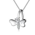 18k White Gold Dragonfly Diamond Pendant Necklace (0.08 Cttw) (free 925 Silver Box Chain, 16)