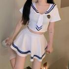 Short-sleeve Sailor Top / A-line Skirt