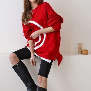 Drop-shoulder Smile Print Top