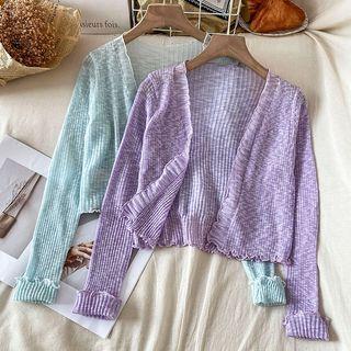 Melange Open Front Cropped Cardigan