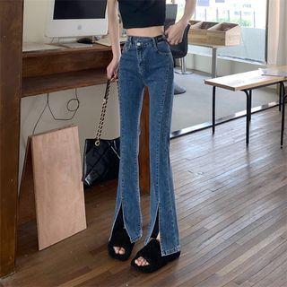 High-waist Slit Bootcut Jeans