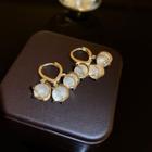 Resin Bead Alloy Fringed Earring 1 Pair - Gold & White - One Size