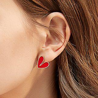 Heart Stud Earring 1 Pair - Gold - One Size