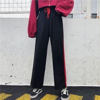 Contrast Trim Wide Leg Pants As Shown In Figure - One Size