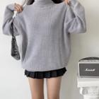 Plain Loose-fit High-neck Sweater