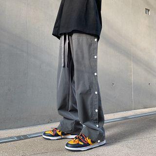 Buttoned Seam Straight-leg Pants