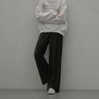 Crinkled Velvet Wide-leg Pants