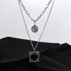 Couple Matching Double Layered Pendant Necklace As Shown In Figure - One Size