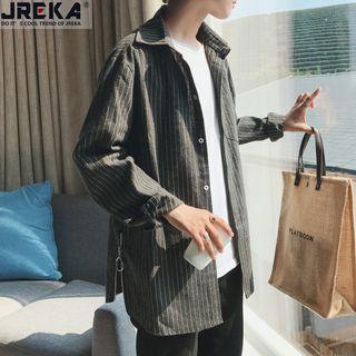 Zipper-side Striped Shirt